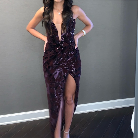 michael costello purple dress